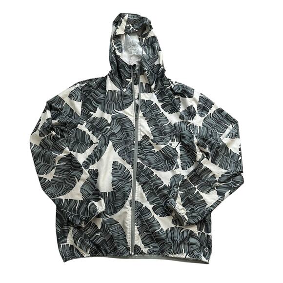 Herschel cream & green leaf print lightweight rain jacket size M - Picture 10 of 11